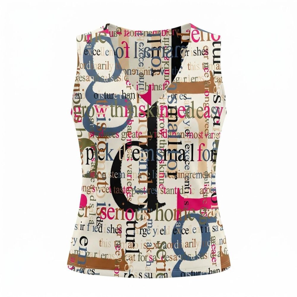 VINTAGE JUVA SPAIN Y2K TYPOGRAPHY GRAPHIC PRINT V-NECK TANK TOP SIZE SG / LARGE
